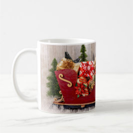 4197-Glitzer Bäume mit Schlitten, Geschenken und S Kaffeetasse
