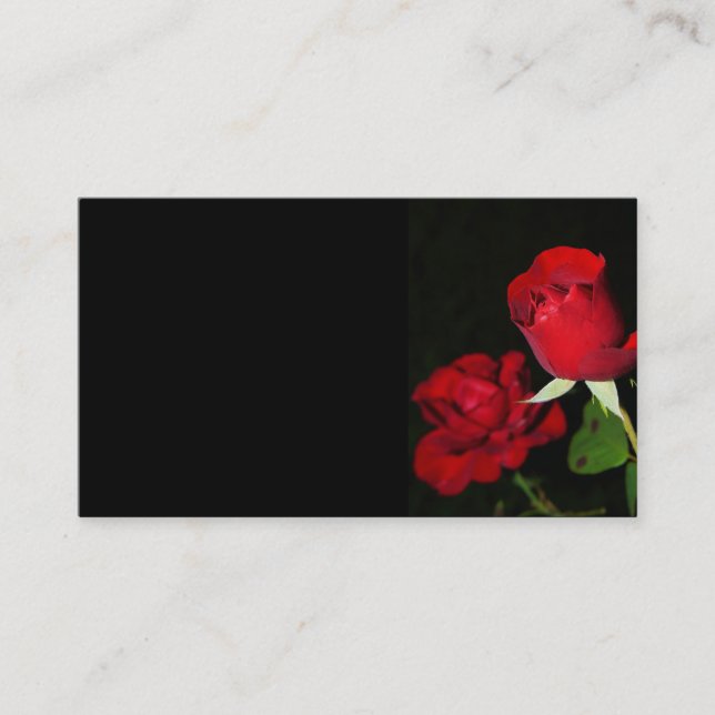 419 ROTE ROSEN SCHWARZE HINTERGRUNDFOTOGRAFIE SCHÖ VISITENKARTE (Vorderseite)