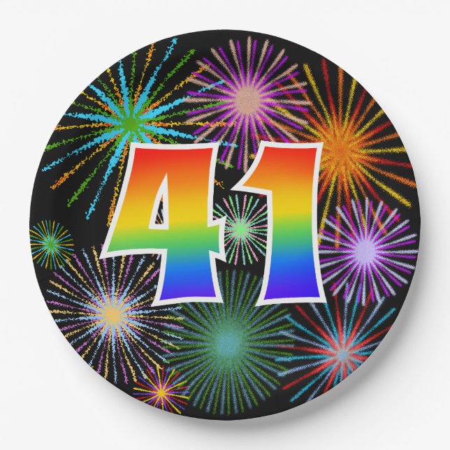 41. Event - Spaß, farbenfroh, kühl, Regenbogen 41 Pappteller (Vorderseite)