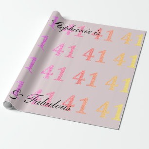 41. Geburtstag 41 Name Fabulous Blush Pink Geschenkpapier