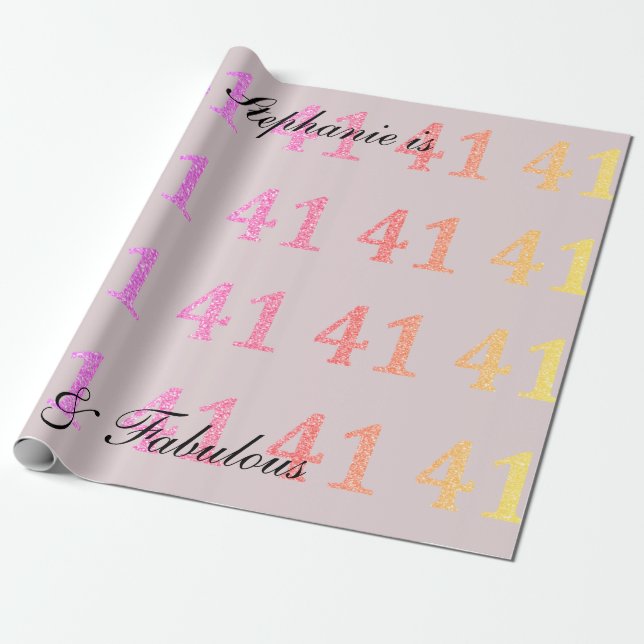 41. Geburtstag 41 Name Fabulous Blush Pink Geschenkpapier (Ungerollt)