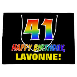 41. Geburtstag: Bold, Fun, Simple, Rainbow 41 Große Geschenktüte