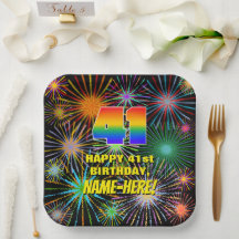 41. Geburtstag: Bunte, lustige feierliche Feuerwer