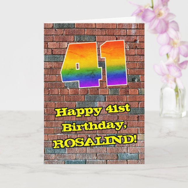41. Geburtstag: Fun Graffiti-Inspiriert Regenbogen Karte (Orchidee)
