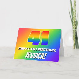 41. Geburtstag: mehrfarbiges Regenbogenmuster # 41 Karte