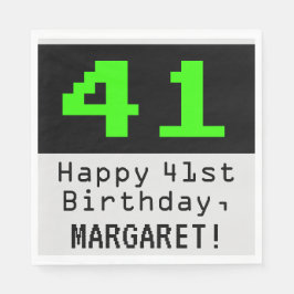 41. Geburtstag - Nerdy / Geeky Style "41" & Name Serviette