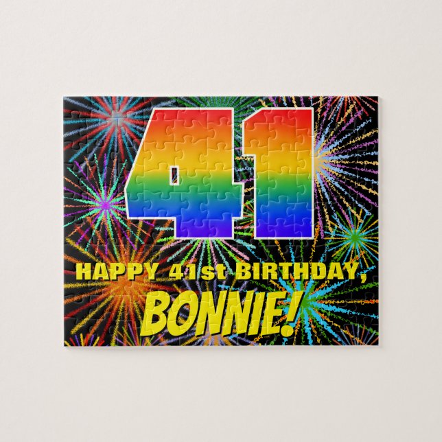 41. Geburtstag: Spaß, bunte feierliche Feuerwerke (Horizontal)