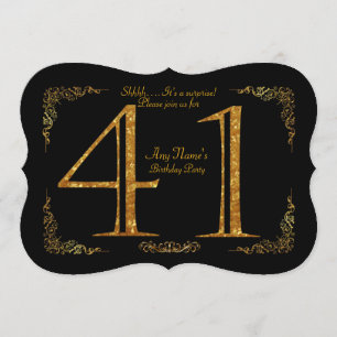 41. Geburtstagsparty 41. Gatsby,Black & Gold Einladung