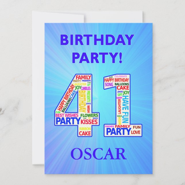 41. Geburtstagsparty Einladung einen Namen hinzufü (Vorderseite)