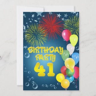 41. Geburtstagsparty Einladung mit Ballons