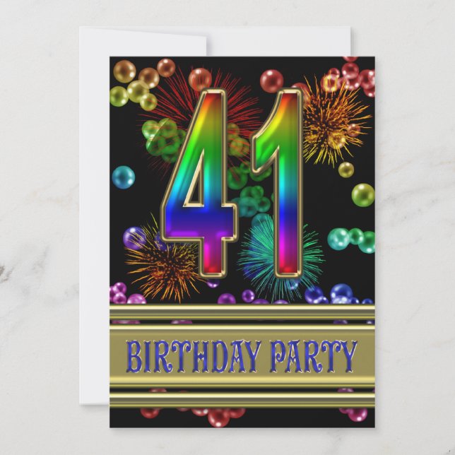 41. Geburtstagsparty Einladung mit Blasen (Vorderseite)