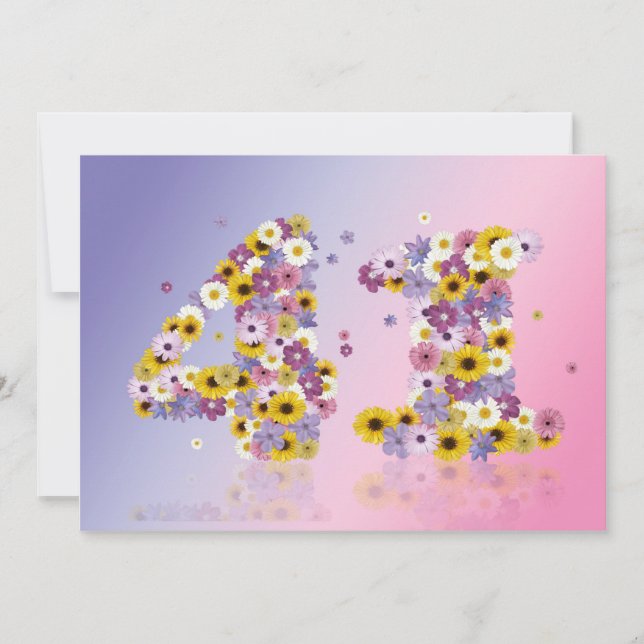 41. Geburtstagsparty mit Blumenbriefen Einladung (Vorderseite)