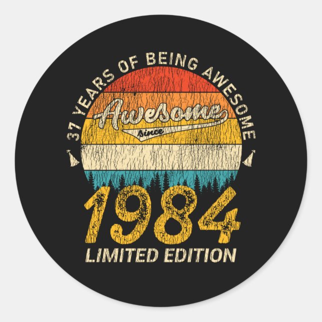 41 Jahre alt 1984 Retro Phantastisch 41. Geburtsta Runder Aufkleber (Vorderseite)