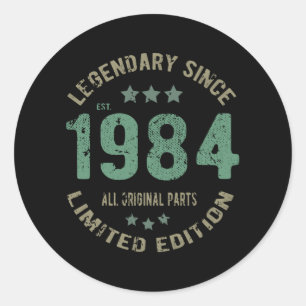 41 Jahre alt Tag 1984 Legend 41. Geburtstagsgesche Runder Aufkleber