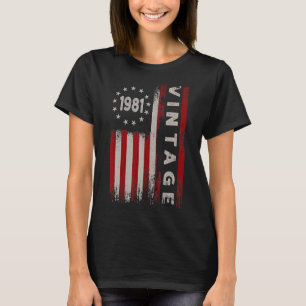 41 Jahre Vintag 1981 Amerikanische Flagge 41. Gebu T-Shirt
