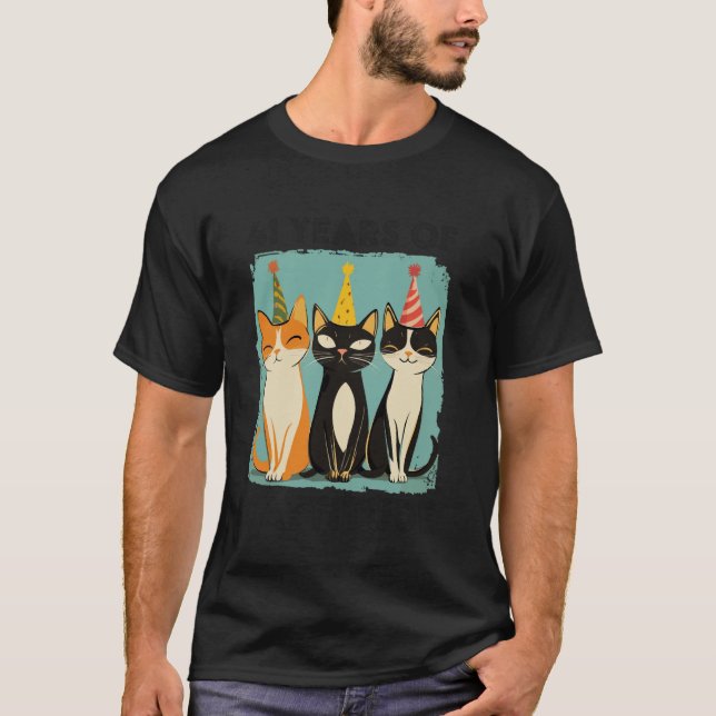 41 Years Of Cattitude 41st Birthday Cat Lover 41 Y T-Shirt (Vorderseite)