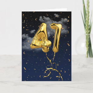 41e Anniversaire Gold Mylar Balloon et carte Confe