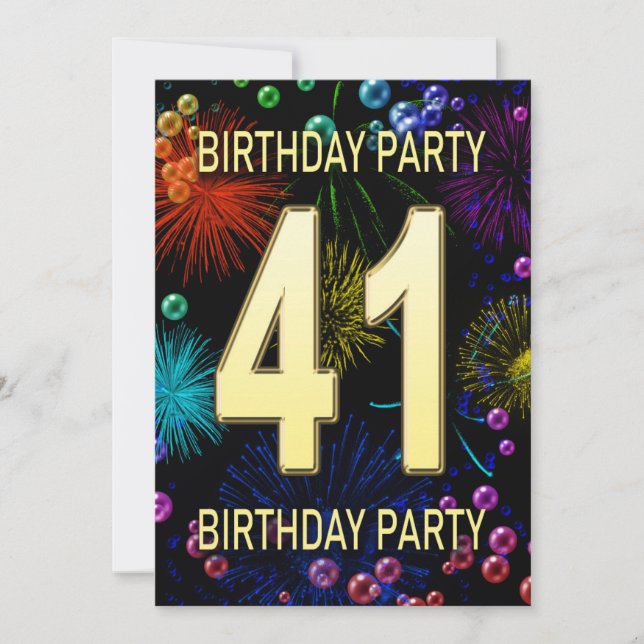 41e anniversaire Invitation fête feux d'artifice (Devant)