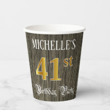 41st Birthday Party — Faux Gold & Faux Wood Looks