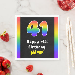 41st Birthday: Rainbow Spectrum # 41, Custom Name Serviette