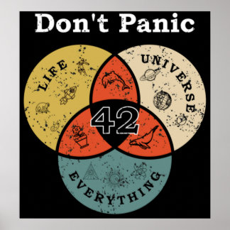 42 Dont Panik Life Universe Alles Hitchhike Poster