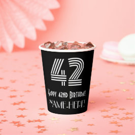 42. Geburtstag — Art Deco Inspiriert Look "42" + N Pappbecher