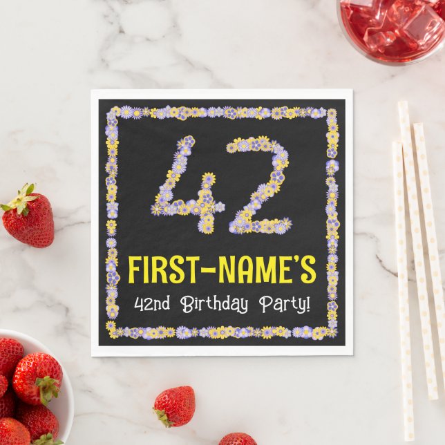 42. Geburtstag: Blumennummer, Individuelle Name, B Serviette (Beispiel)