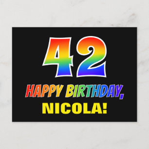 42. Geburtstag: Bold, Fun, Simple, Rainbow 42 Postkarte
