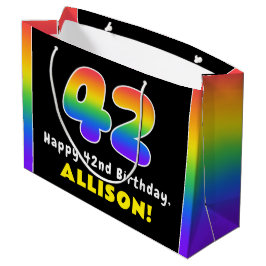 42. Geburtstag: Farbiger Regenbogen # 42, Individu Große Geschenktüte