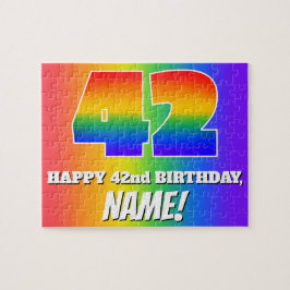 42. Geburtstag — mehrfarbiges Regenbogenmuster "42