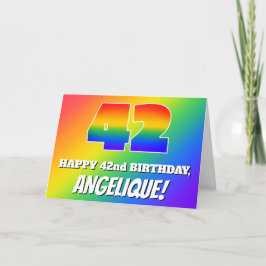 42. Geburtstag: mehrfarbiges Regenbogenmuster # 42 Karte