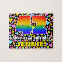 42. Geburtstag — Spaß, liebevolle Herzformen + "42