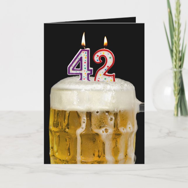 42. Geburtstagsbiere auf schwarz Karte (Vorderseite)