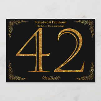 42. Geburtstagsfeier,Gatsby-Styl,schwarzer Glitzer Einladung