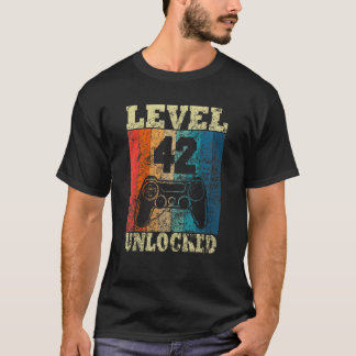 42. Geburtstagslevel freigeschaltet Vintage für Ga T-Shirt