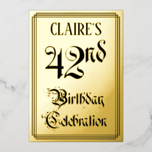 42. Geburtstagsparty — Elegantes Script + Individu Folieneinladung