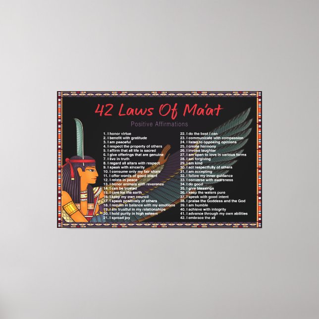 42 Gesetze der Maat - Positive Affirmations Leinwa Leinwanddruck (Vorderseite)