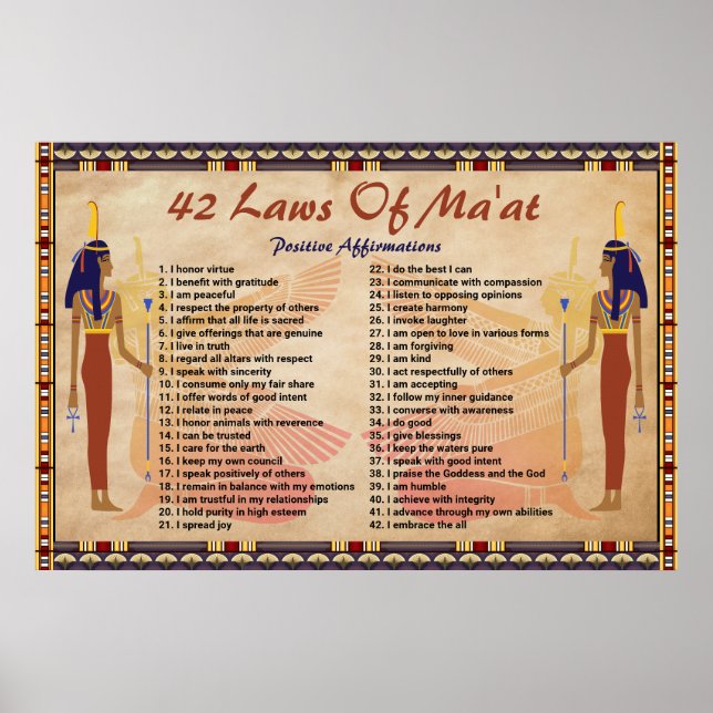 42 Gesetze des Maat - Poster für positive Bejahung (Vorne)