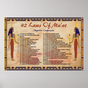 42 Gesetze von Maat - Negative Beichtposter Poster