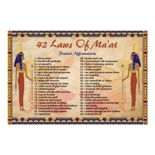 42 Gesetze von Maat - Positive Affirmationen Poste Fotodruck