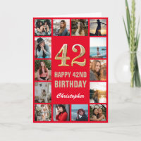 42. Happy Birthday Red and Gold Foto Collage