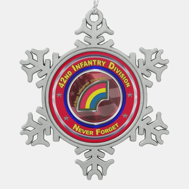 42. Infanterieabteilung Keepake Schneeflocken Zinn-Ornament (Vorderseite)