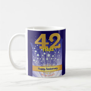 42 Jahr CUSTOM Recovery Jubiläum Fettdruck Ziffer Kaffeetasse