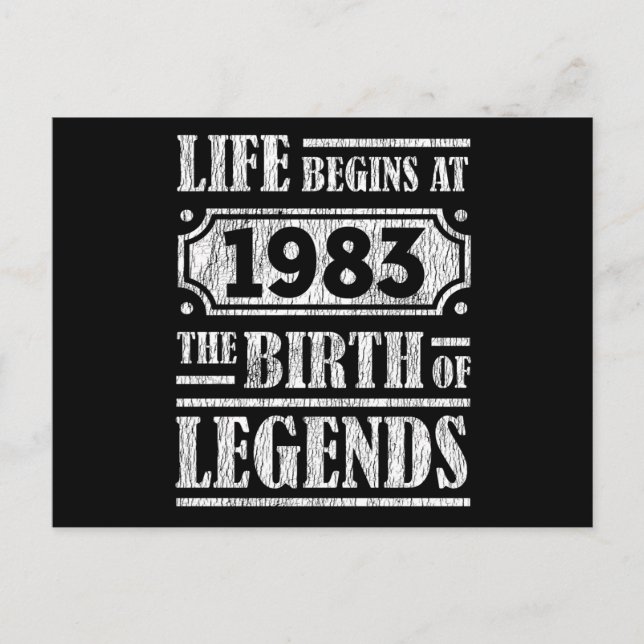 42 Jahre alt 1983 Geburt der Legende 42. Geburtsta Postkarte (Vorderseite)