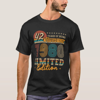 42 Jahre Vintag 1980 limitierte Ausgabe Geschenkid T-Shirt