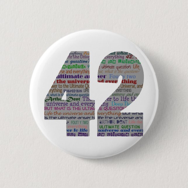 42: Leben das Universum und alles Button (Vorderseite)