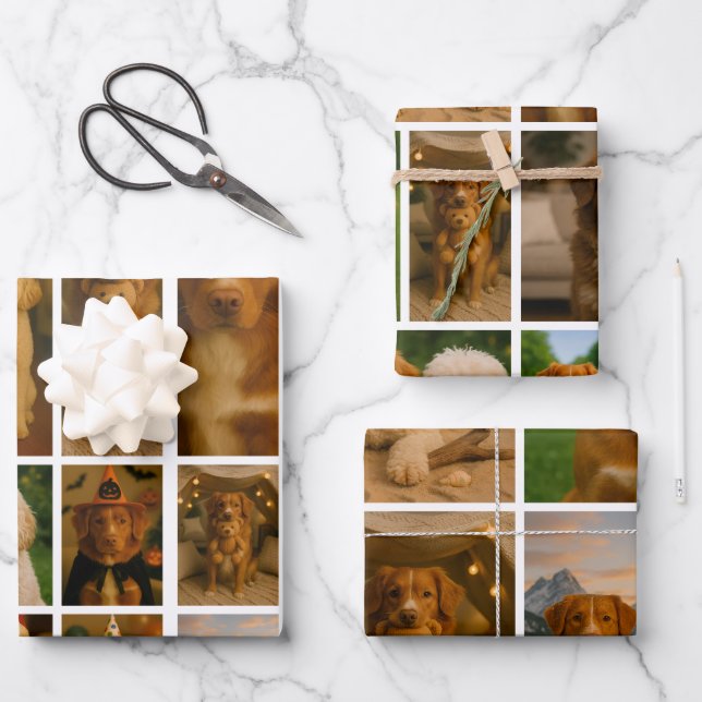 42 Personalisierte Vorlage für FotoCollage Geschenkpapier Set (Vorderseite)
