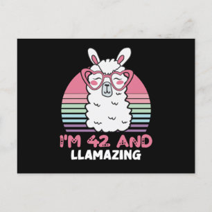 42 Year Old Bday Llamazing 42nd Birthday Llama Postkarte