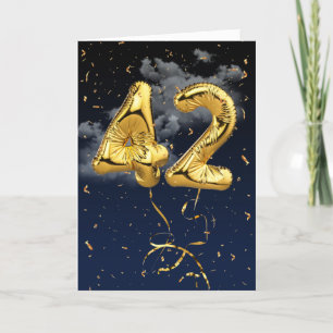 42e anniversaire Mylar Balloon or et carte Confett