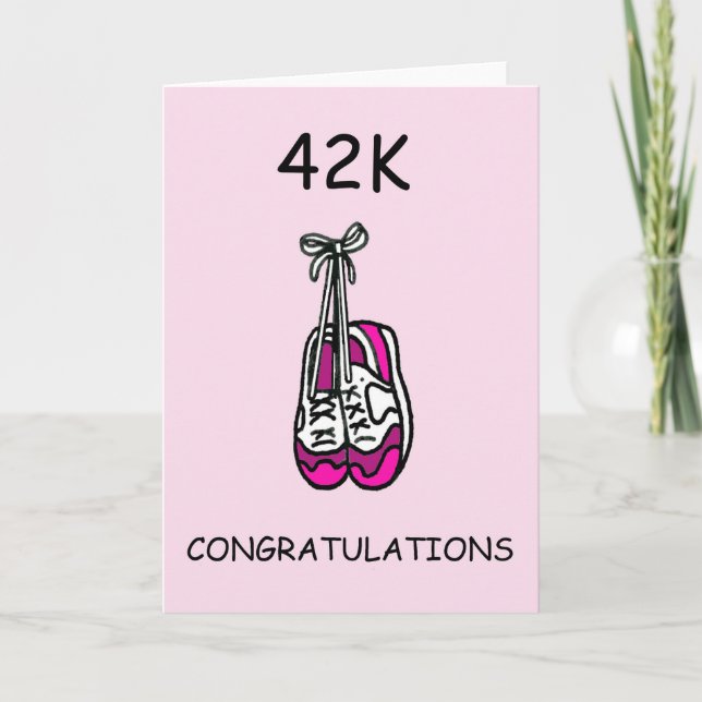 42K Marathon Herzlichen Glückwunsch für Frau. Karte (Vorderseite)